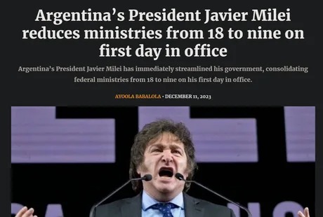 Argentina's President reduces ministries from 18 to nine on first day in office - meme
