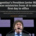 Argentina's President reduces ministries from 18 to nine on first day in office