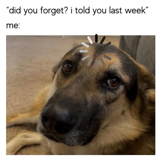 Me every time someone says I told you last week - meme