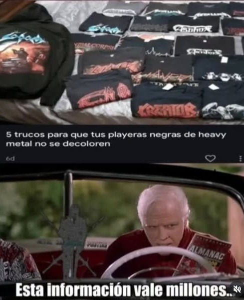 Trucos pa que tus camisetas de metalero no parezcan pijama - meme