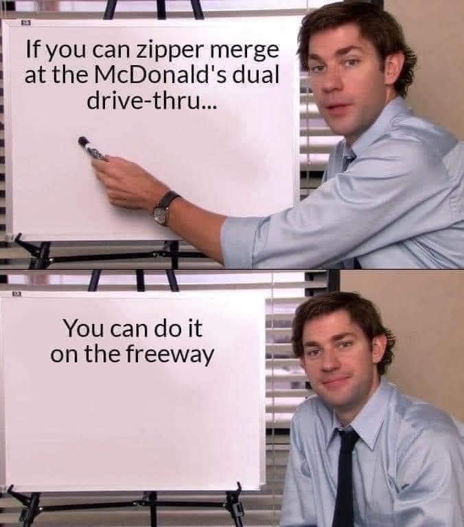 do people even know what zipper merge means? doubt it - meme