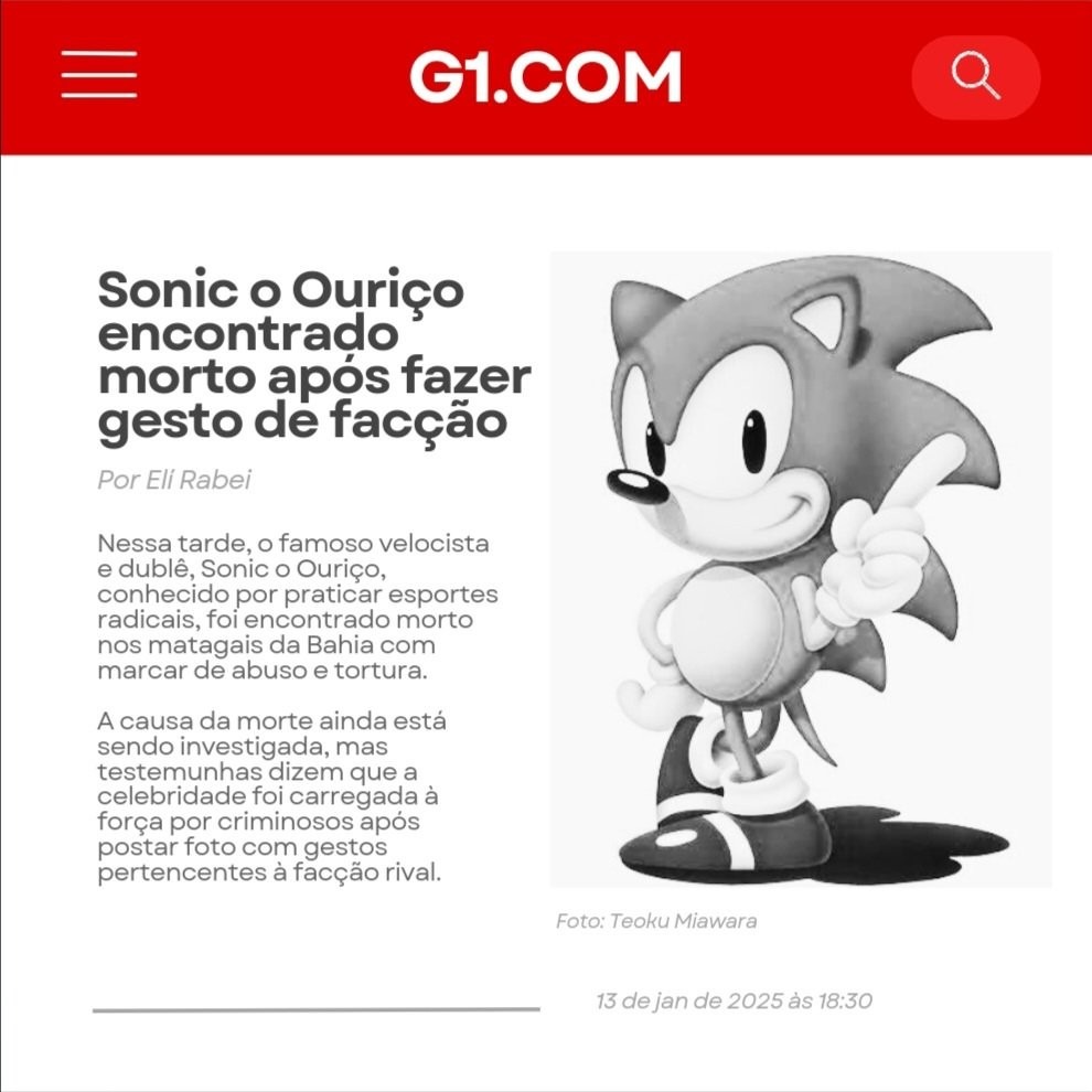 Kkkk os cara não perdoaram nem o sonic - meme