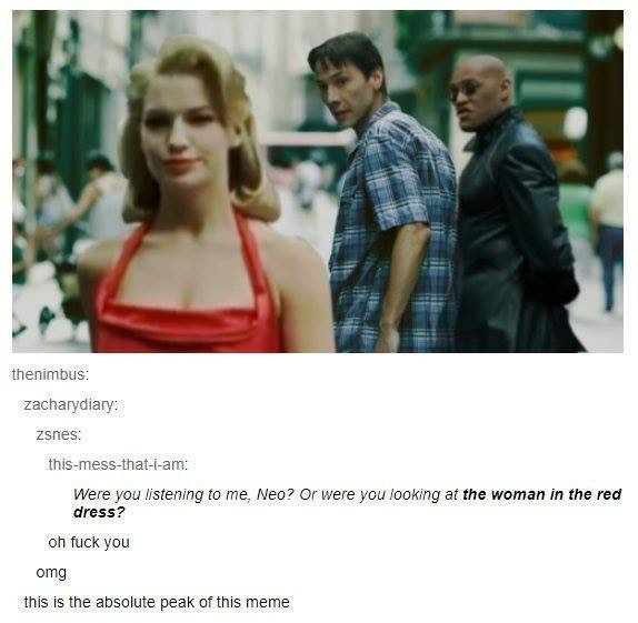 Woman in the red dress - meme