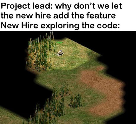 New hire exploring code - meme