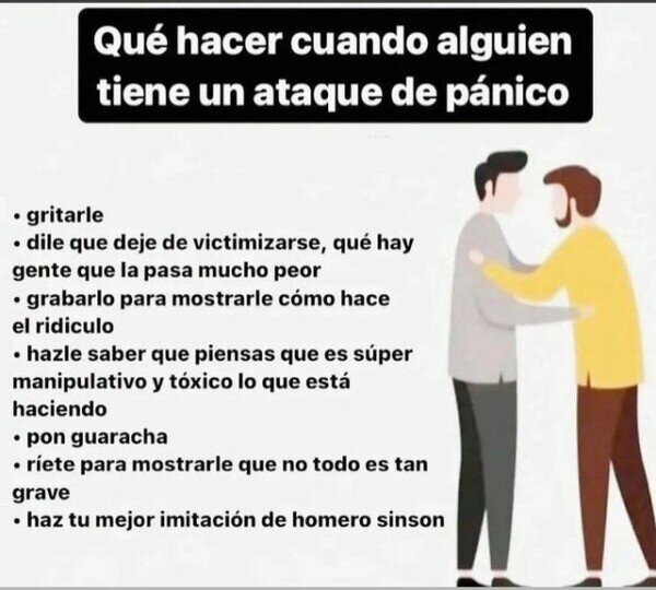 qué hacer cuando alguien tiene un ataque de pánico - meme