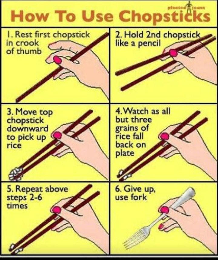 Have never been able to conquer the chopstick - meme