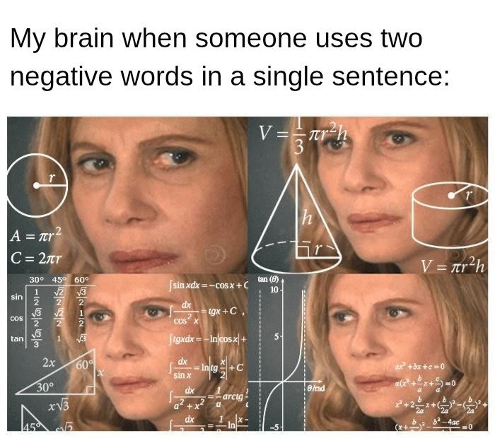 Brain.exe stops working after two negatives - meme