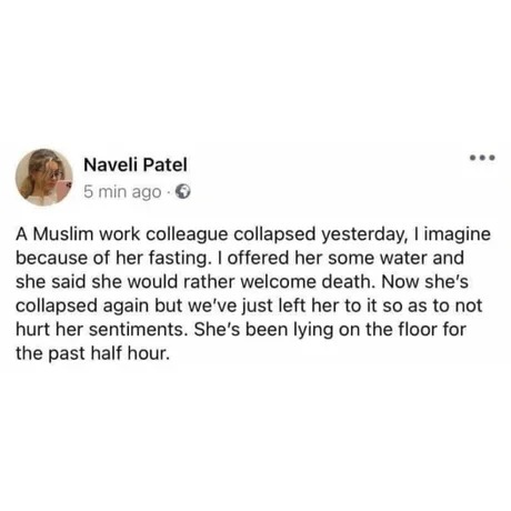 A Muslim work colleague collapsed yesterday - meme
