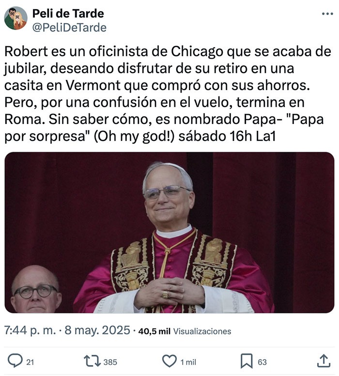 Peliculón: el oficinista que por error termina siendo Papa - meme