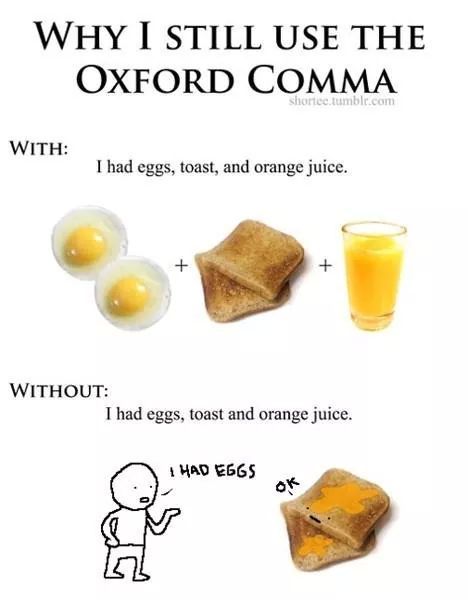 Oxford comma for the win! - meme