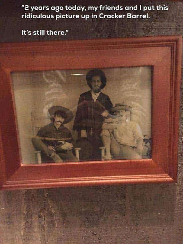Left a cursed pic at Cracker Barrel 2 years ago, still thriving - meme