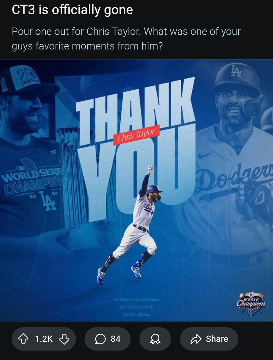 CT3 retires, Dodgers fans in shambles - meme