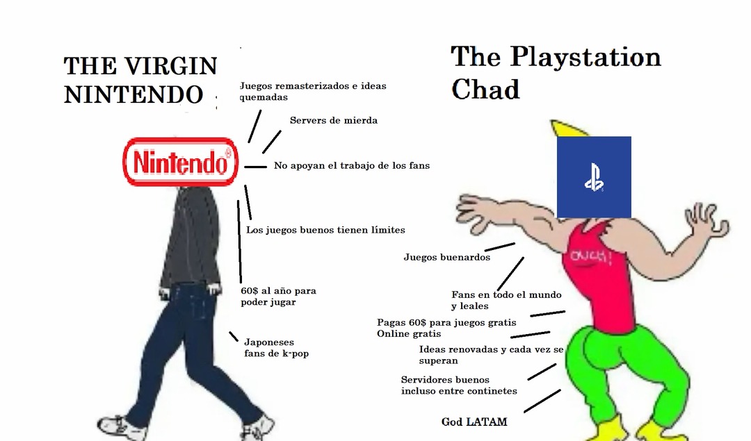 Virgin Nintendo vs Chad Play - meme