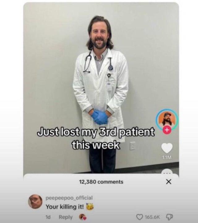 Third patient gone this week and the comments are wild - meme