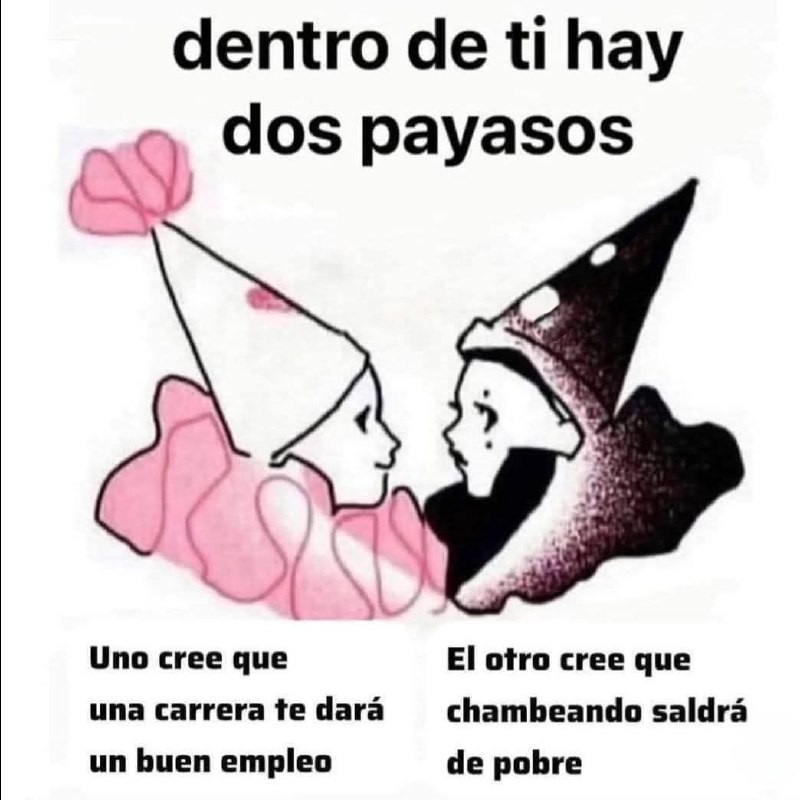 dentro de mí viven dos payasos que pelean por mi futuro - meme