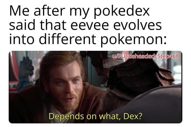 Me after finding out Eevee’s got like 40 evolutions - meme