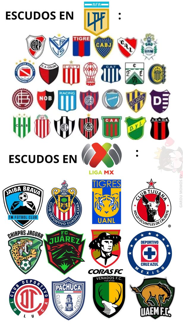 Liga MX la mejor no como esos escudos puras rayas - meme