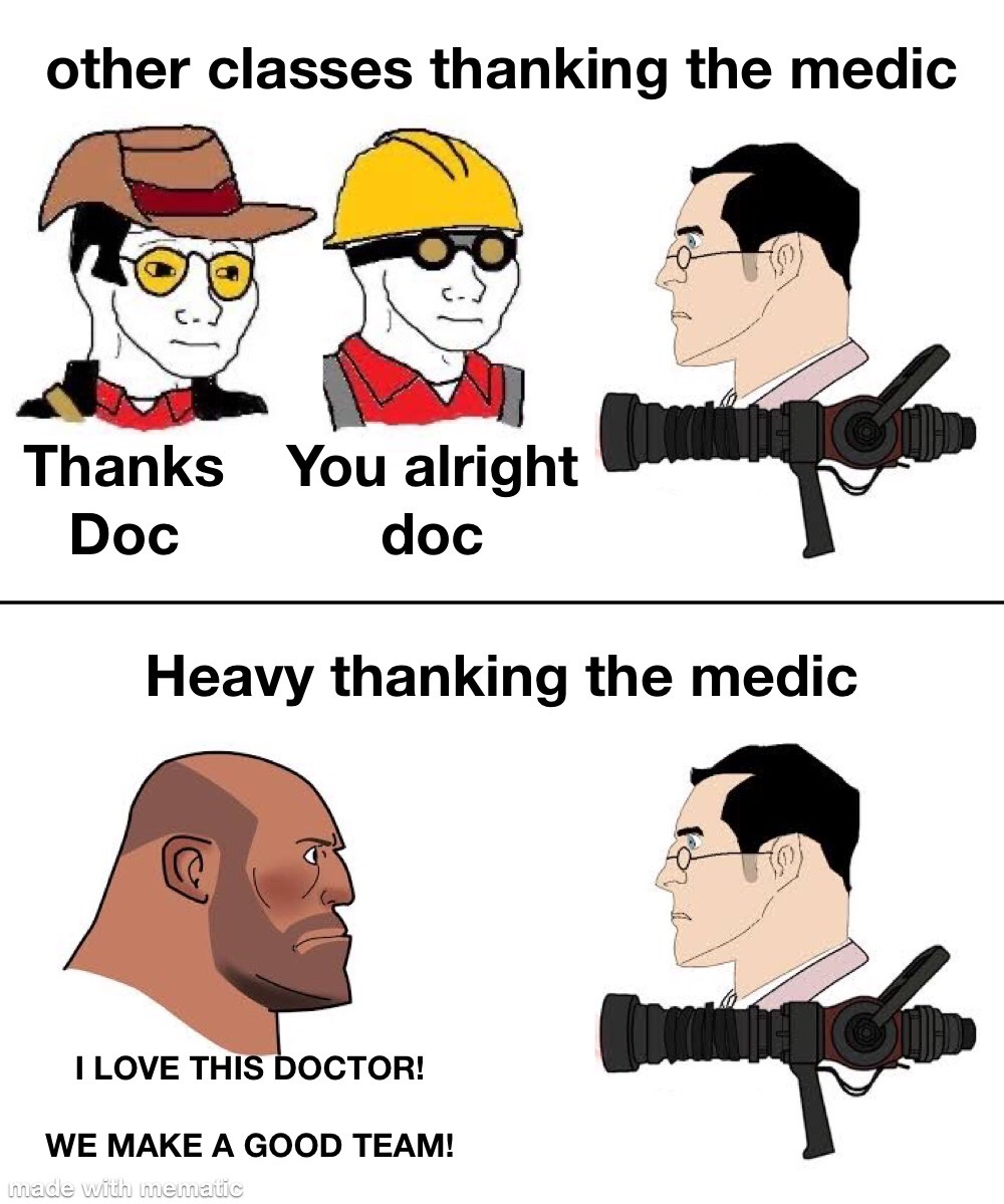 medic and heavy the best war partners - meme