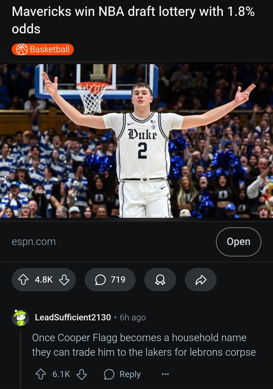 Mavs winning the draft lottery with 1.8% odds is straight sorcery - meme