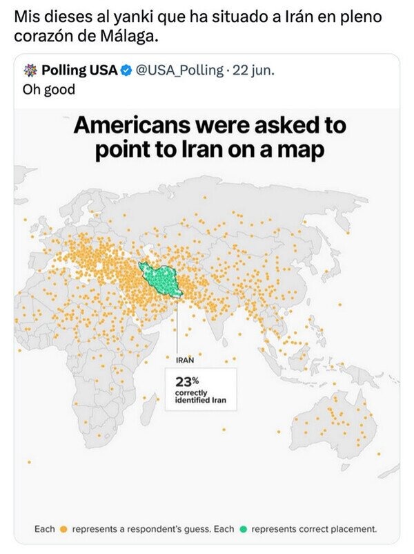 Los yankis poniendo Irán en Málaga y quedándose tan anchos - meme