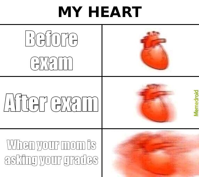 When your mom is asking your grades - meme