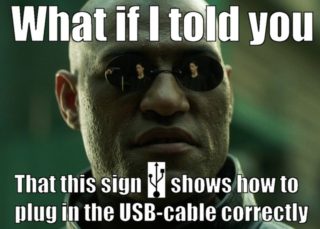 USB Cable sign - meme