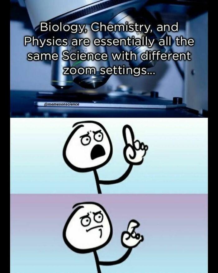 All sciences are the same, just different zoom levels - meme