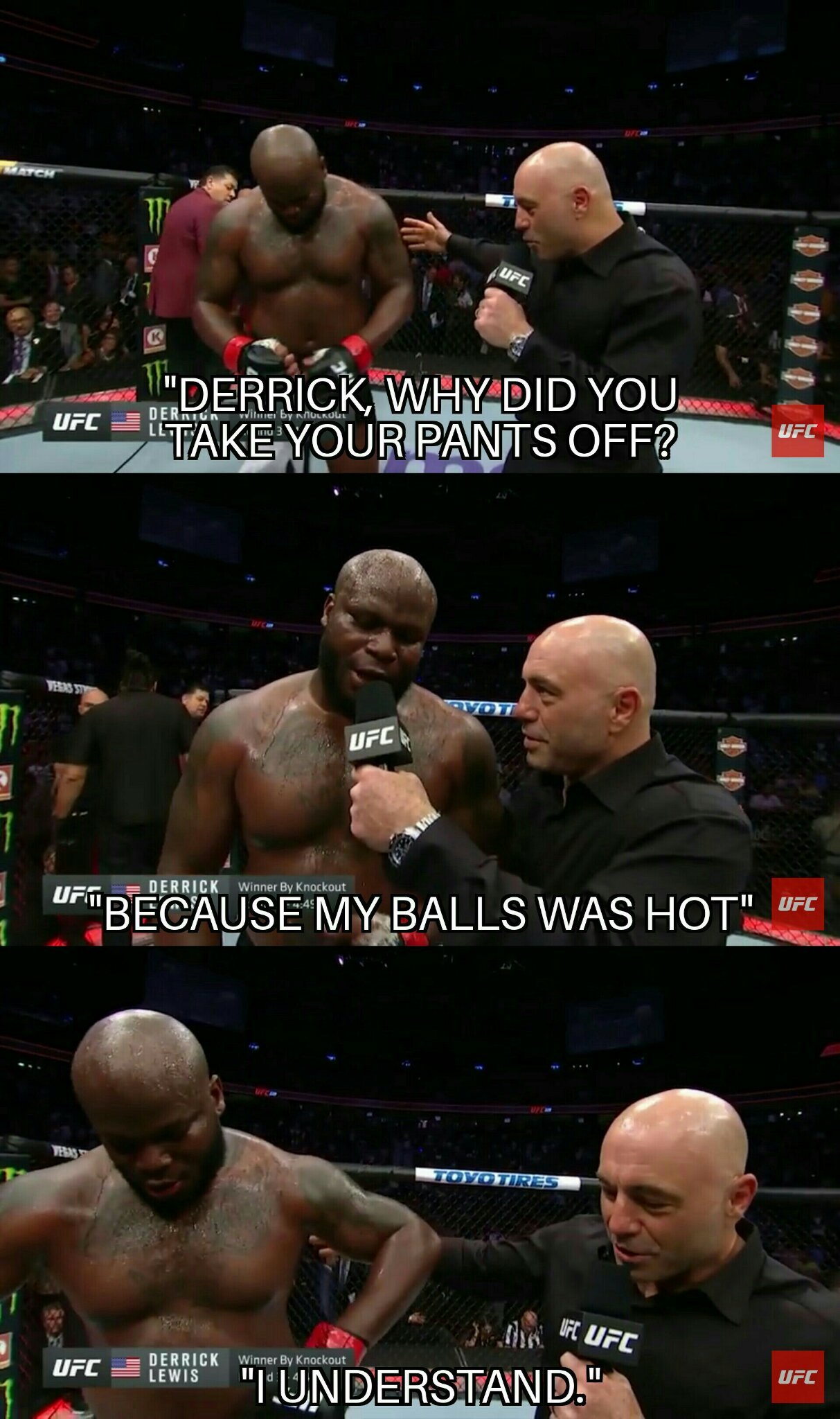 post fight interview with Derrick Lewis - meme
