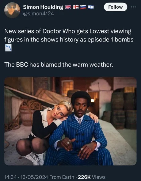 Doctor who gets lowest viewing figures in history - meme