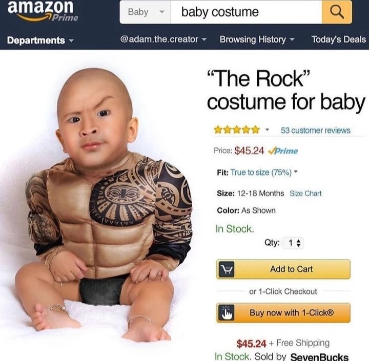 The Rock costume for baby - meme