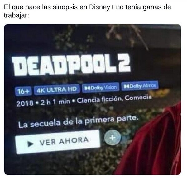 Descripción de Deadpool 2 - meme