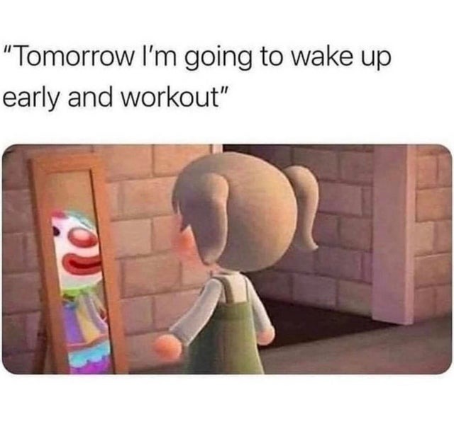 Tomorrow i'm gonna wake up early and workout - meme