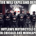 Antifa vs Outlaws Motorcycle Club MC of Chicago and Minneapolis