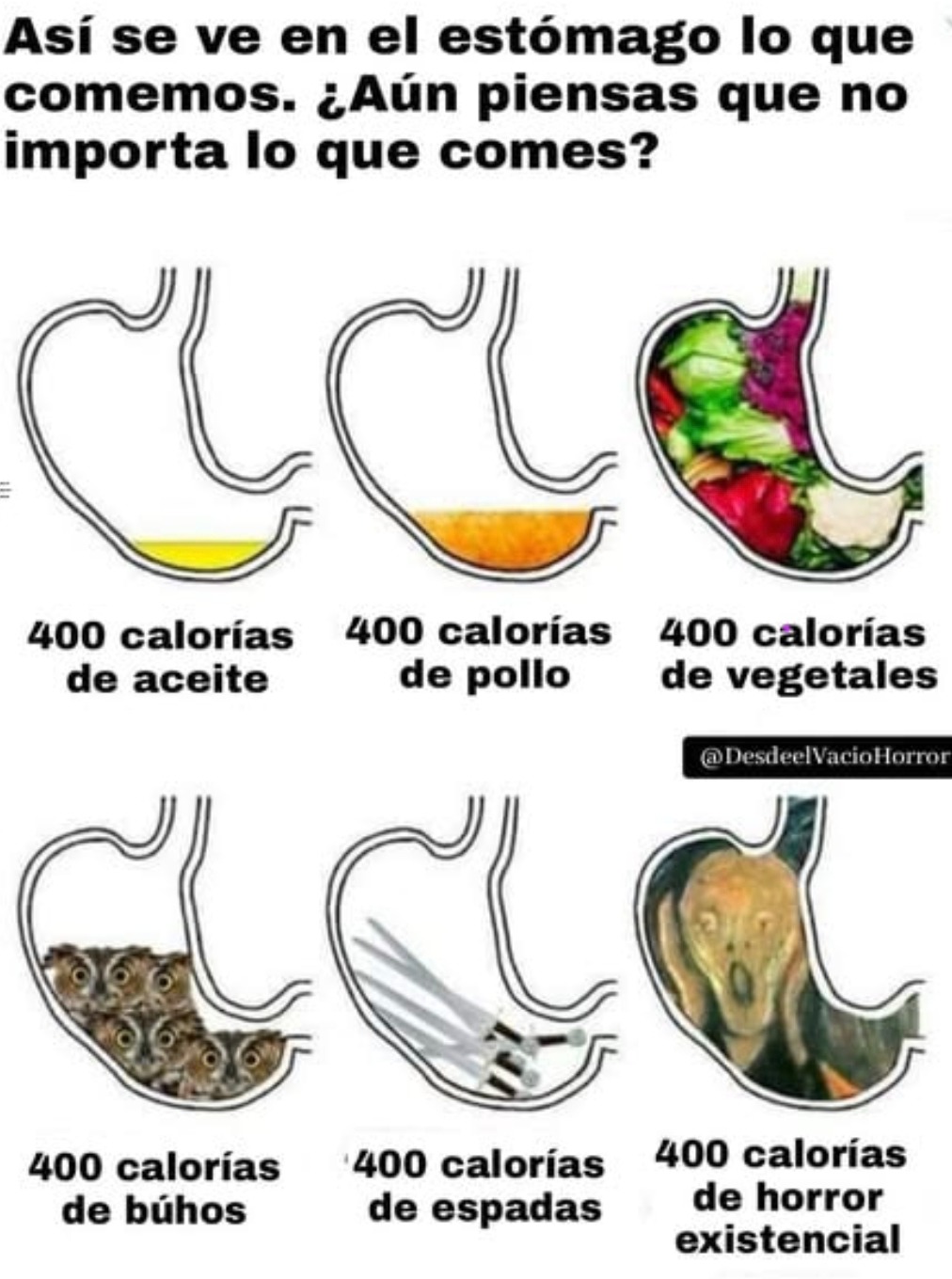 Así se ven 400 calorías... y así se ve el horror existencial - meme