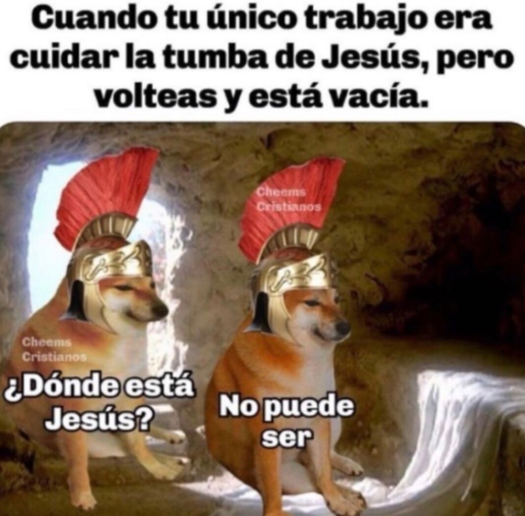 Mi único trabajo era cuidar la tumba de Jesús y la encuentro vacía - meme
