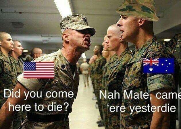 This is why you don't see many aussies in the US Army :v - meme