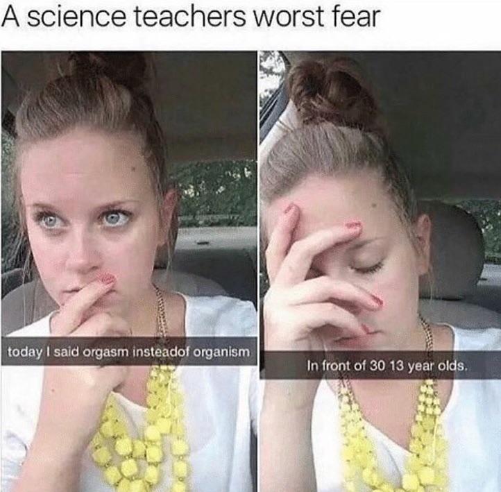 Science teacher's worst fear - meme