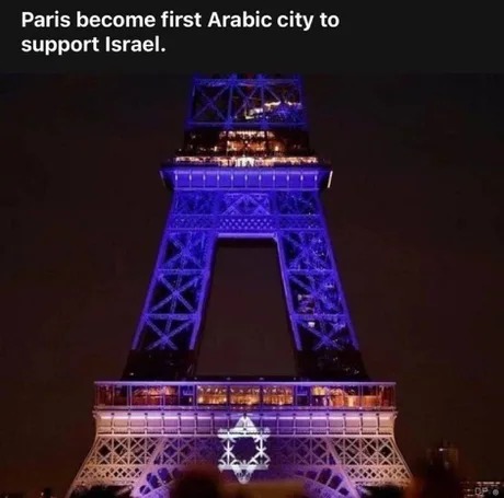 Paris become first Arabic City to support Israel - meme