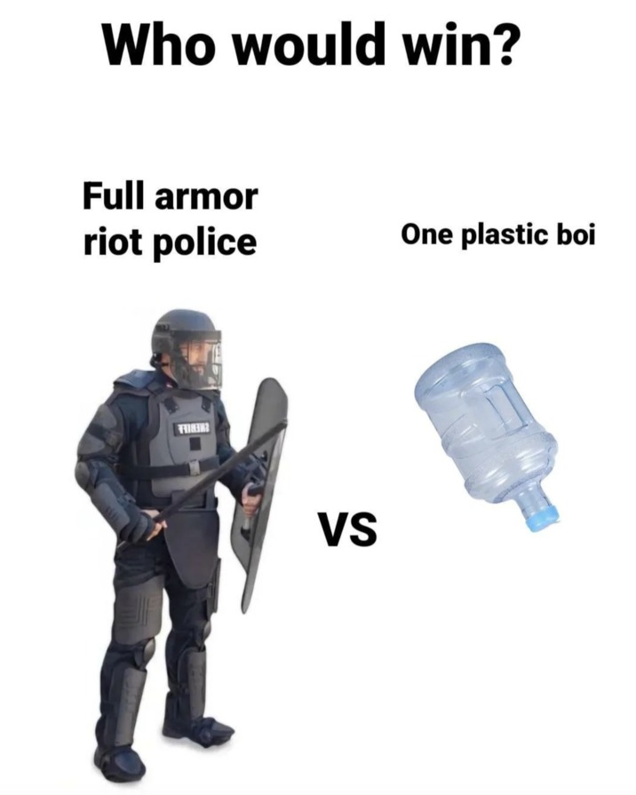 Water jug bonking police meme