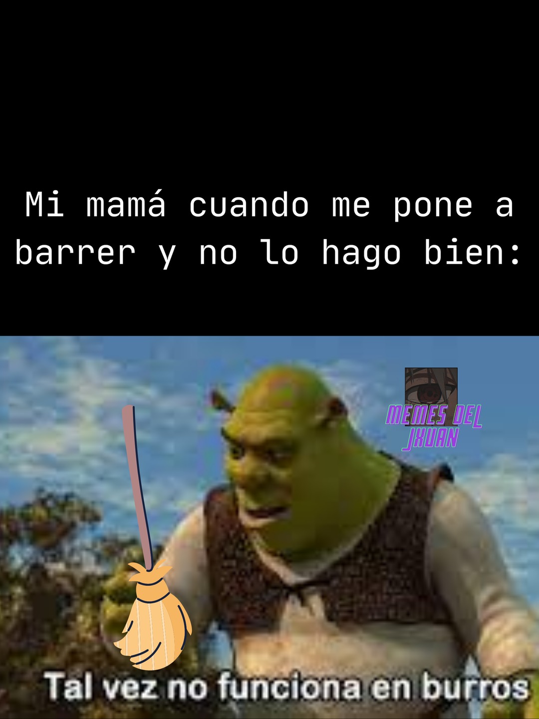 Memes acessíveis - Descrição da imagem: o Burro pergunta: O que significa  TPM? Shrek ao lado, em pé, responde: Significa: TE PREPARA MANO! Detalhes:  Shrek é verde e corpulento; o Burro cinza.