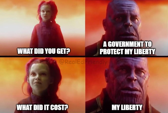 Those who would give up essential Liberty, to purchase a little temporary Safety, deserve neither Liberty nor Safety - meme