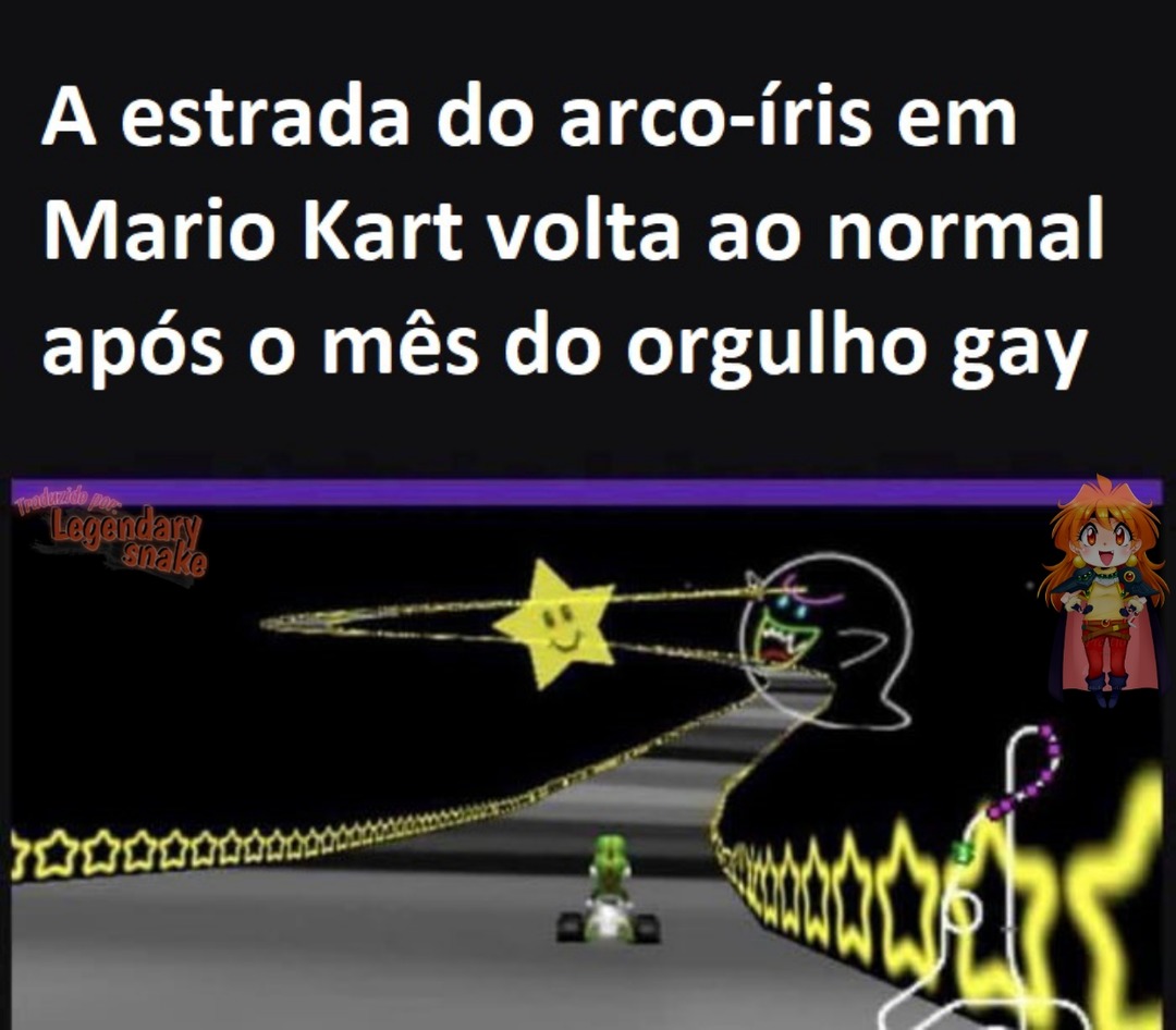 Rainbow Road no Mario Kart - meme