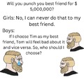 Will you punch your best friend for 5 million?