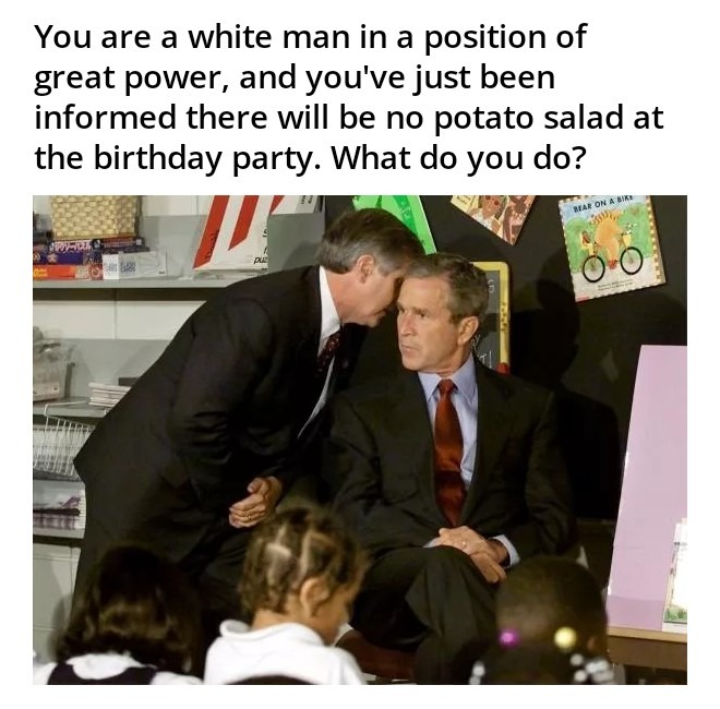 Potato salad at the birthday party - meme