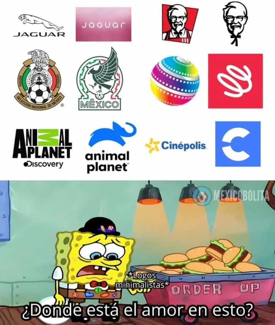 Cambiar a logos y hacerlos minimalistas y sobresimplificados = NPC - meme