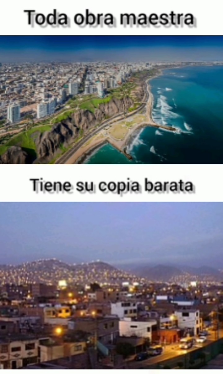 Solo peruanos entenderán: Contexto: La primera imagen es Miraflores y la segunda es San Juan de Miraflores - meme