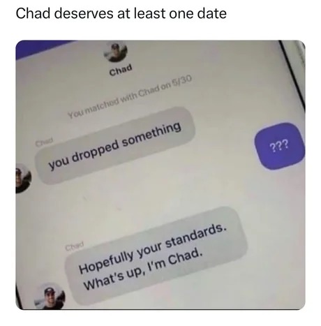 he is indeed a chad - meme