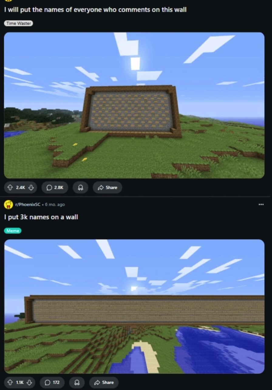 I said I’d write the names on a wall and now I’m 3K deep - meme
