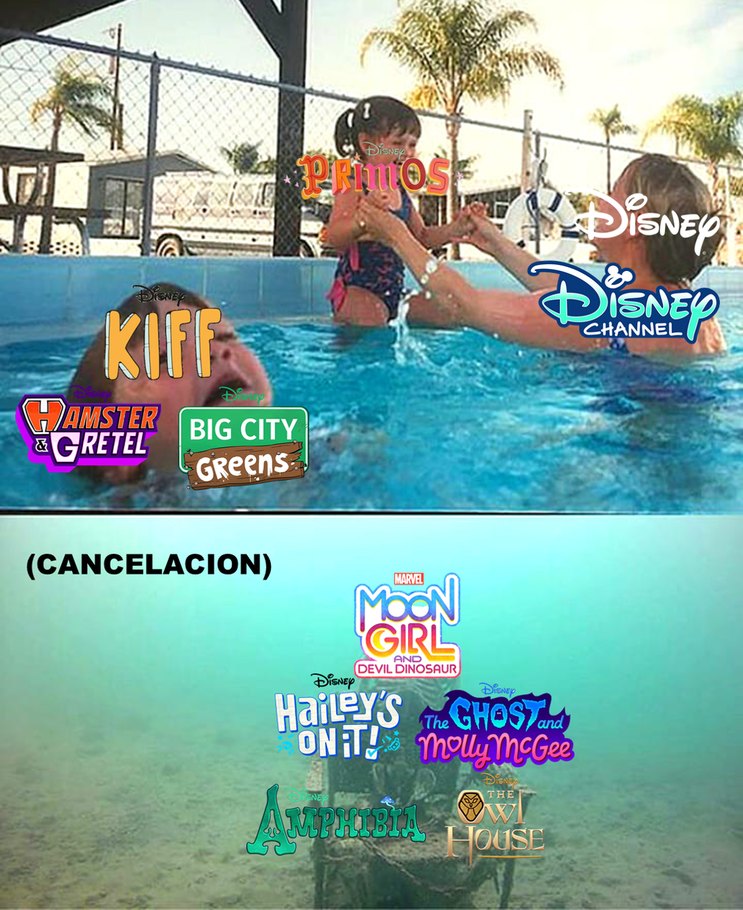 El Disney Channel actual solo le da interés a Oye Primos y cancela las otras series. En efecto, Disney Channel en decadencia - meme