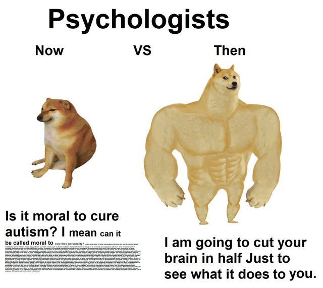 Psychologists then and now - meme